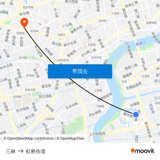 三林 to 虹桥街道 map