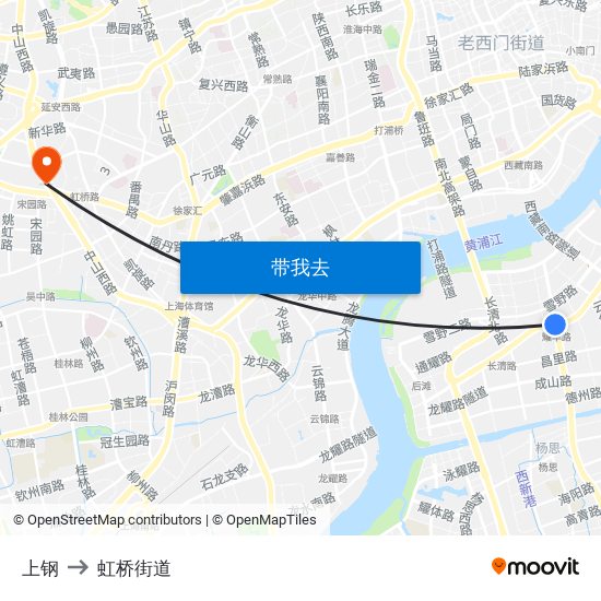 上钢 to 虹桥街道 map