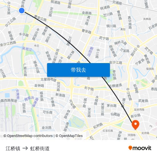 江桥镇 to 虹桥街道 map