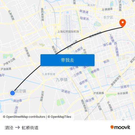 泗泾 to 虹桥街道 map