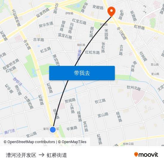 漕河泾开发区 to 虹桥街道 map