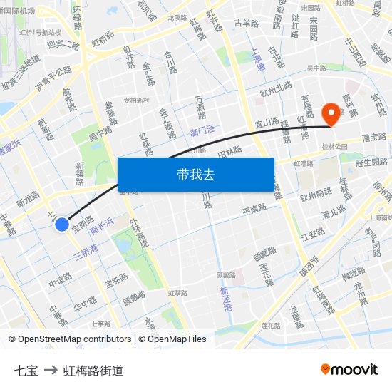 七宝 to 虹梅路街道 map