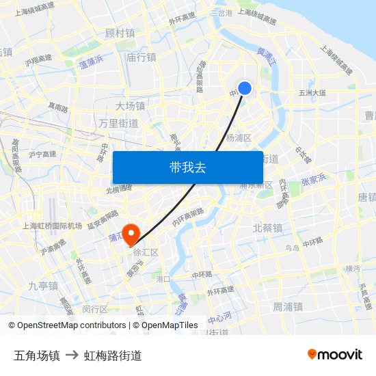 五角场镇 to 虹梅路街道 map