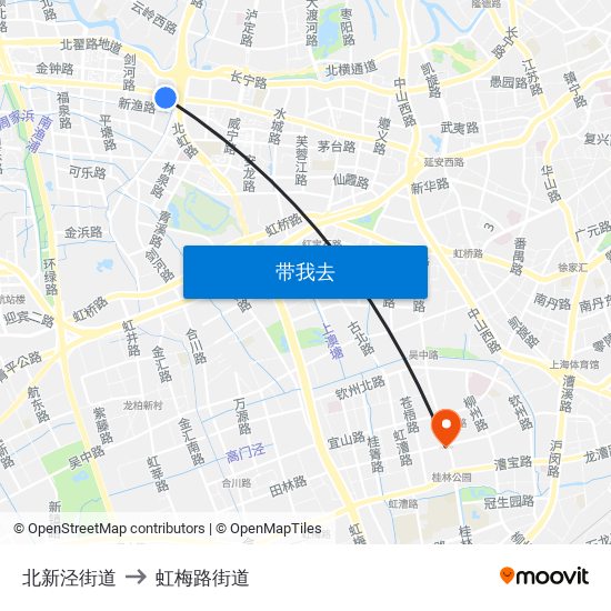 北新泾街道 to 虹梅路街道 map