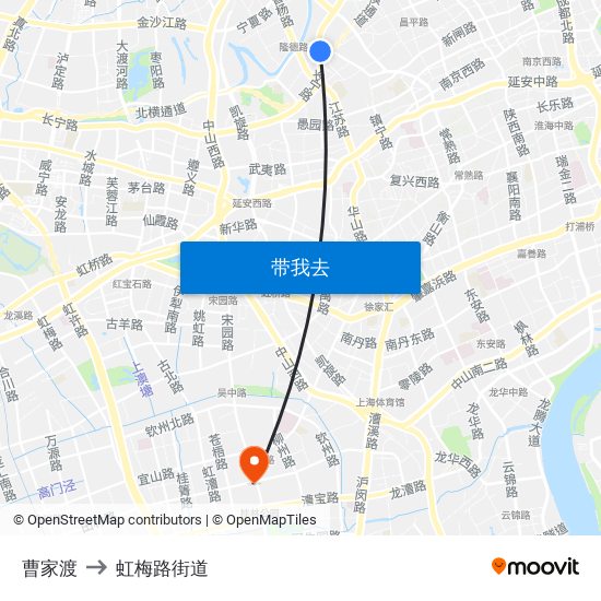 曹家渡 to 虹梅路街道 map