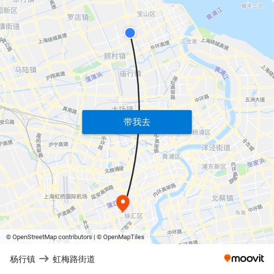 杨行镇 to 虹梅路街道 map