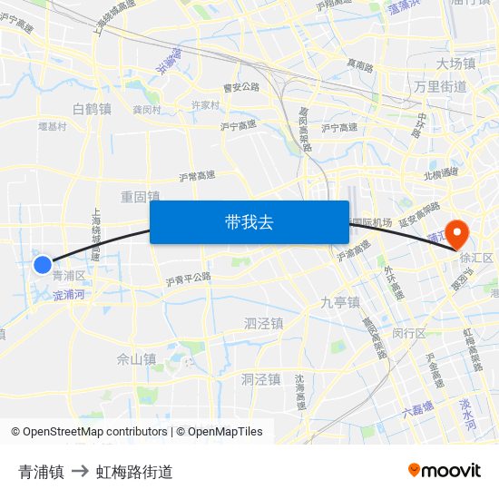 青浦镇 to 虹梅路街道 map