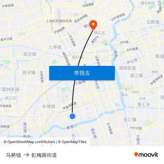 马桥镇 to 虹梅路街道 map