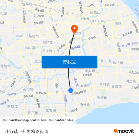 庄行镇 to 虹梅路街道 map