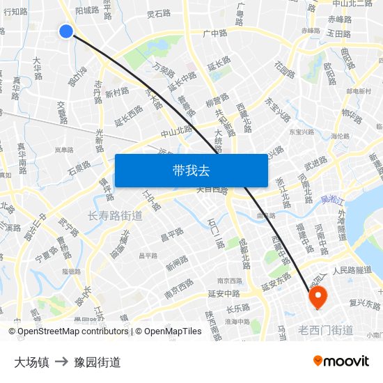 大场镇 to 豫园街道 map