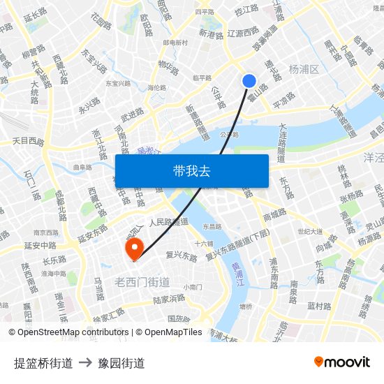 提篮桥街道 to 豫园街道 map