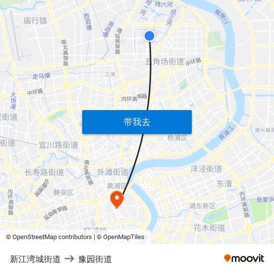 新江湾城街道 to 豫园街道 map