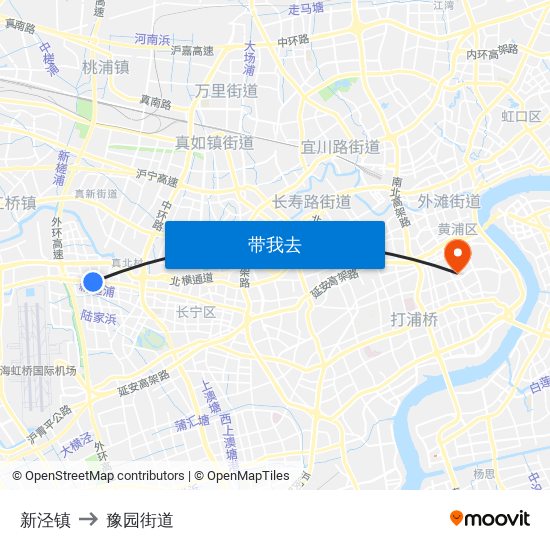 新泾镇 to 豫园街道 map