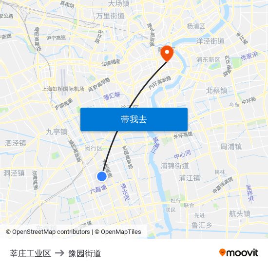 莘庄工业区 to 豫园街道 map