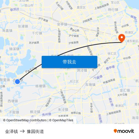 金泽镇 to 豫园街道 map