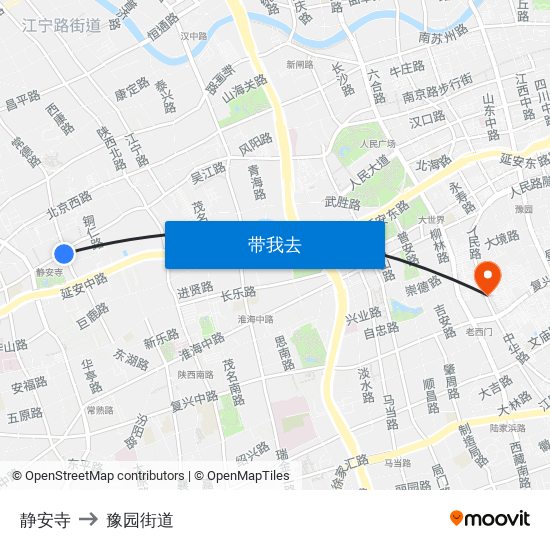 静安寺 to 豫园街道 map