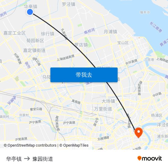 华亭镇 to 豫园街道 map