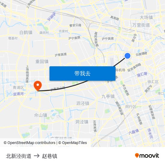 北新泾街道 to 赵巷镇 map