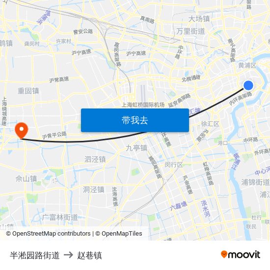 半淞园路街道 to 赵巷镇 map