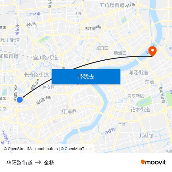 华阳路街道 to 金杨 map