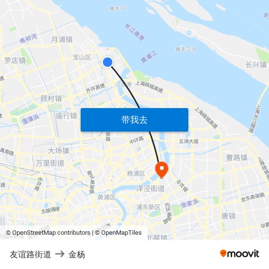 友谊路街道 to 金杨 map