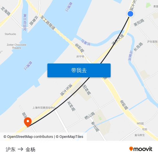 沪东 to 金杨 map