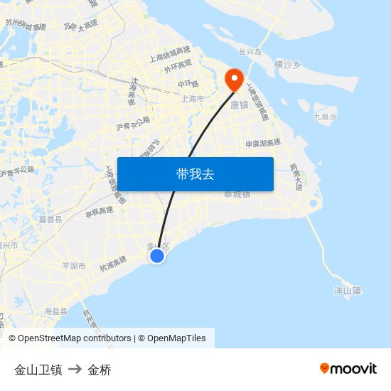 金山卫镇 to 金桥 map