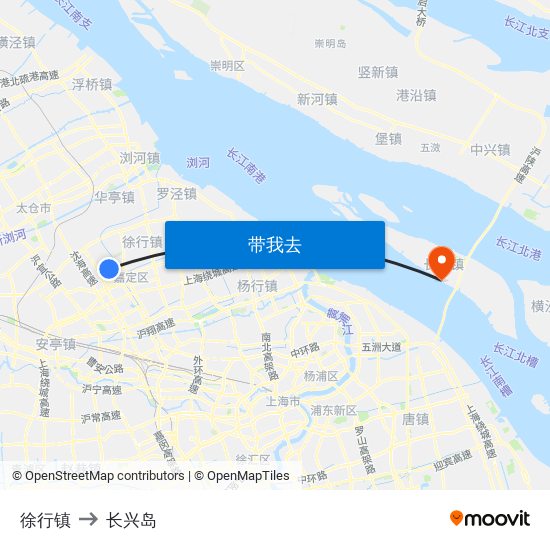 徐行镇 to 长兴岛 map