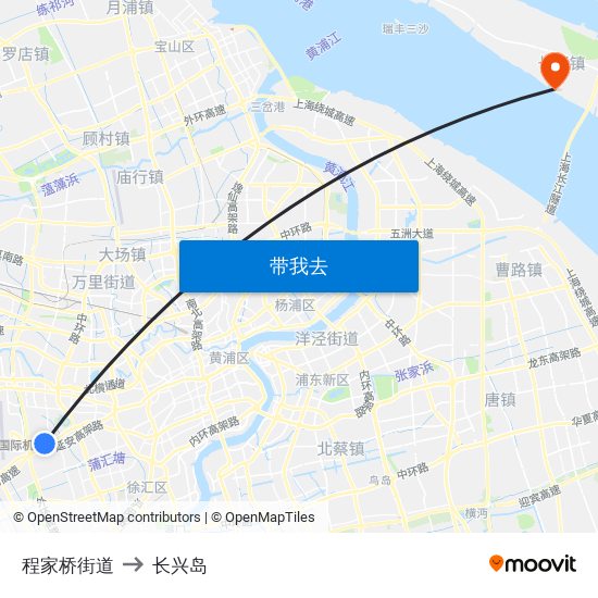 程家桥街道 to 长兴岛 map