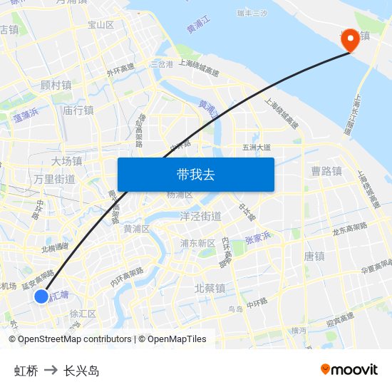 虹桥 to 长兴岛 map