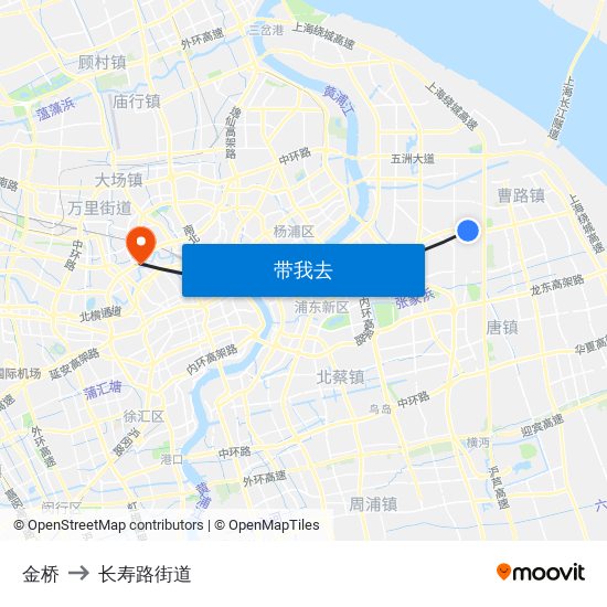 金桥 to 长寿路街道 map