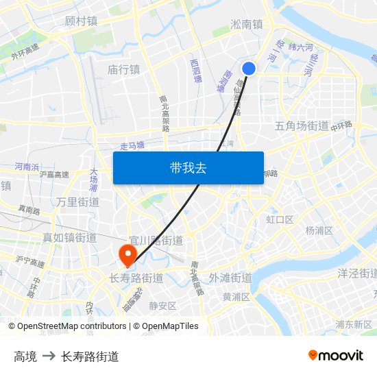 高境 to 长寿路街道 map