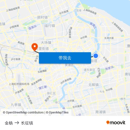 金杨 to 长征镇 map