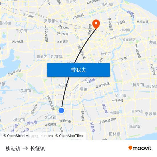 柳港镇 to 长征镇 map