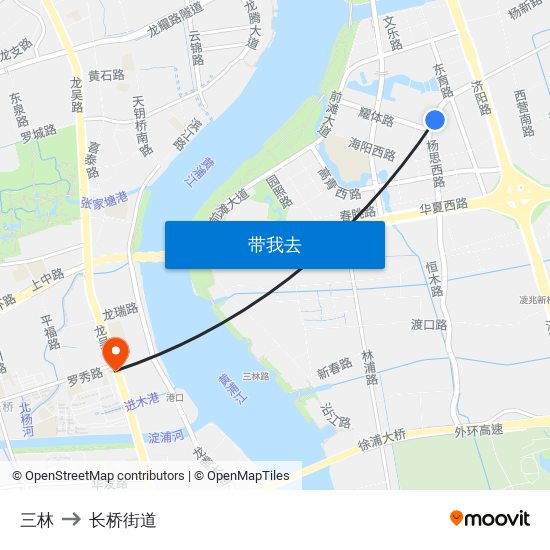 三林 to 长桥街道 map