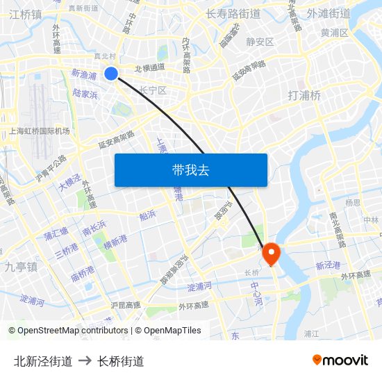 北新泾街道 to 长桥街道 map