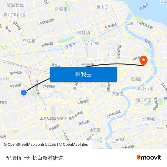 华漕镇 to 长白新村街道 map