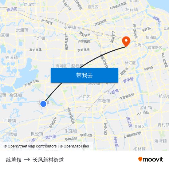 练塘镇 to 长风新村街道 map