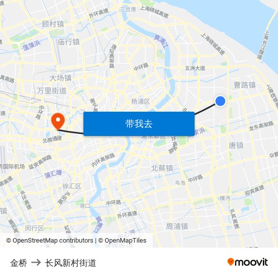 金桥 to 长风新村街道 map