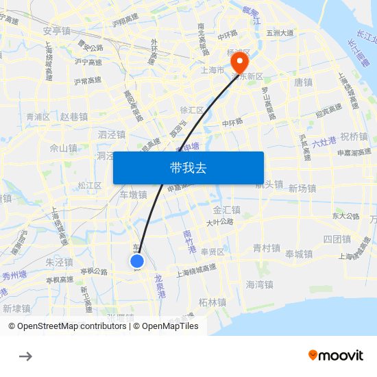 亭林镇 to 陆家嘴 map