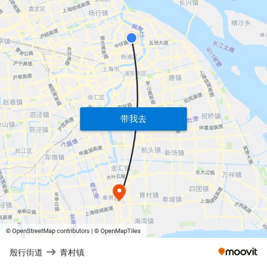 殷行街道 to 青村镇 map