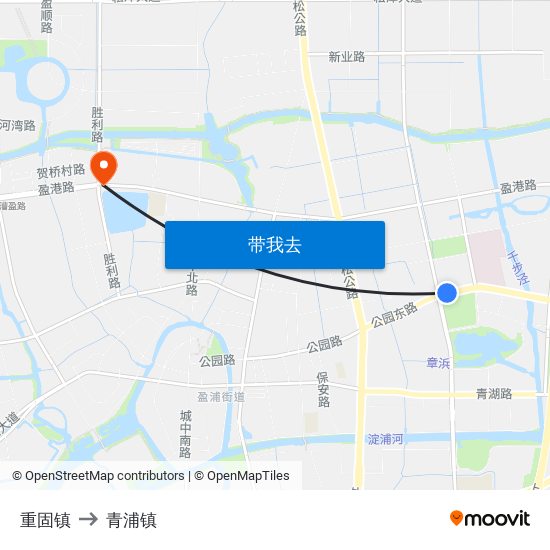 重固镇 to 青浦镇 map