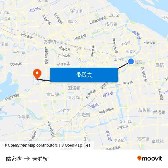 陆家嘴 to 青浦镇 map