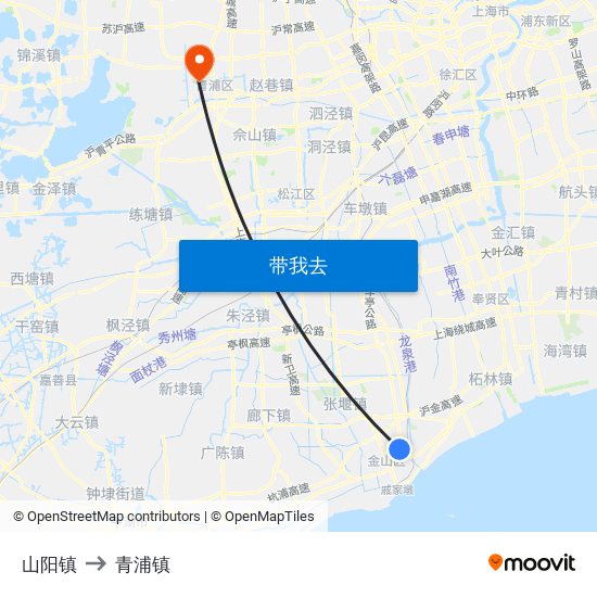 山阳镇 to 青浦镇 map