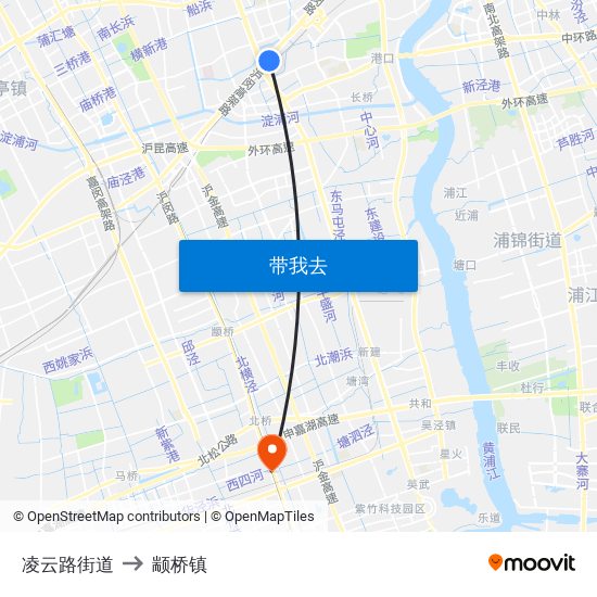 凌云路街道 to 颛桥镇 map