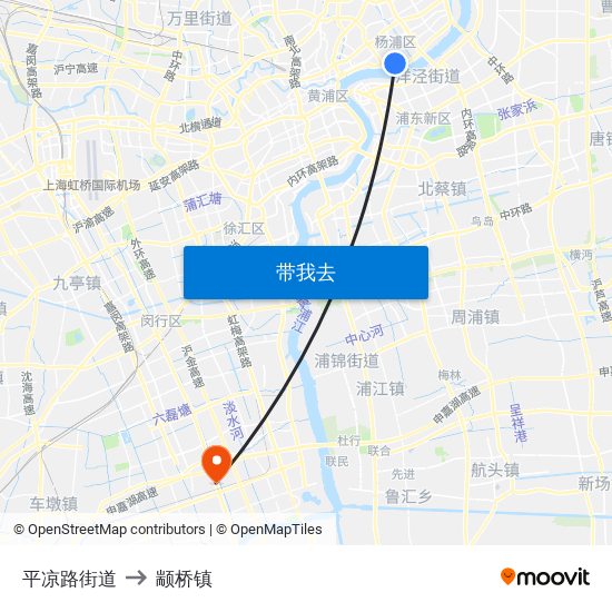 平凉路街道 to 颛桥镇 map