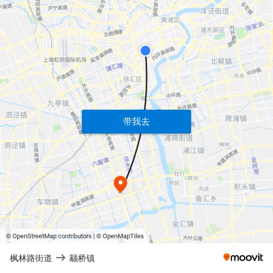 枫林路街道 to 颛桥镇 map