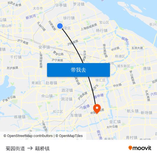 菊园街道 to 颛桥镇 map