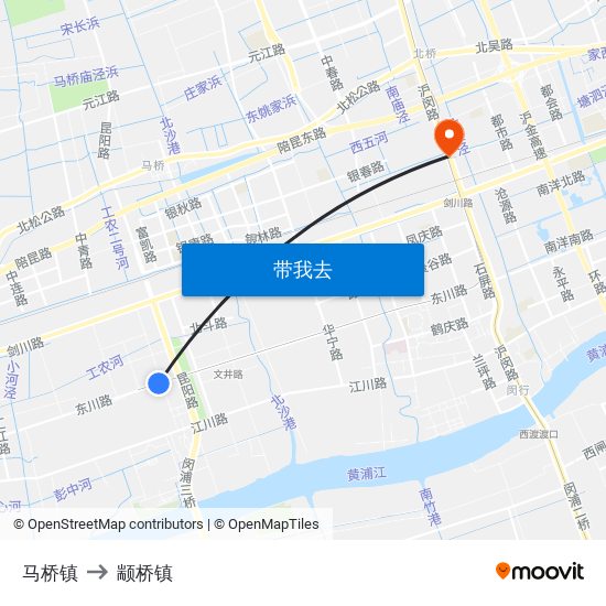 马桥镇 to 颛桥镇 map