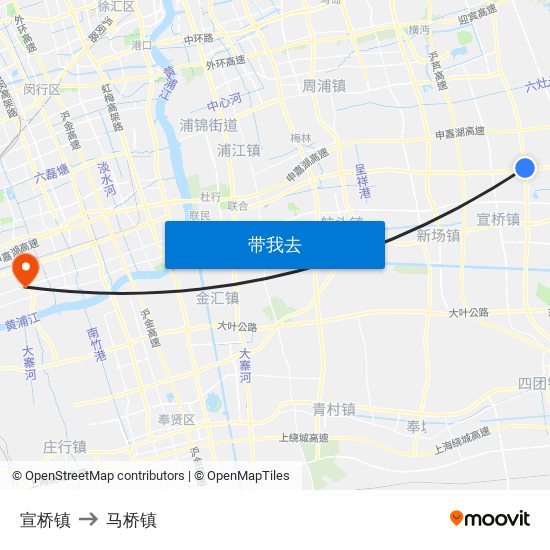 宣桥镇 to 马桥镇 map